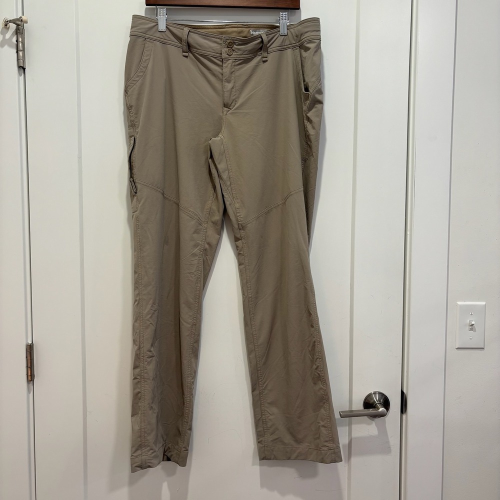 Marmot Womens Tan Khaki Hiking Outdoor Trail Pants Size 12 Straight Leg